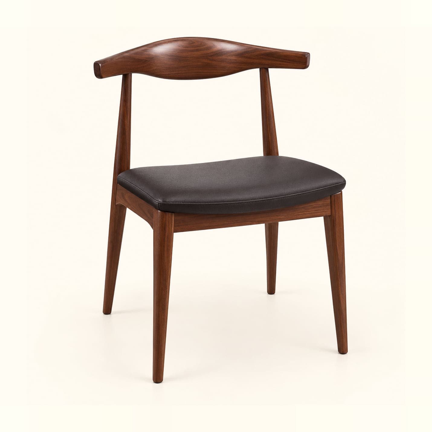 Wooden Horn-Back Chair in walnut finish, front three-quarter view