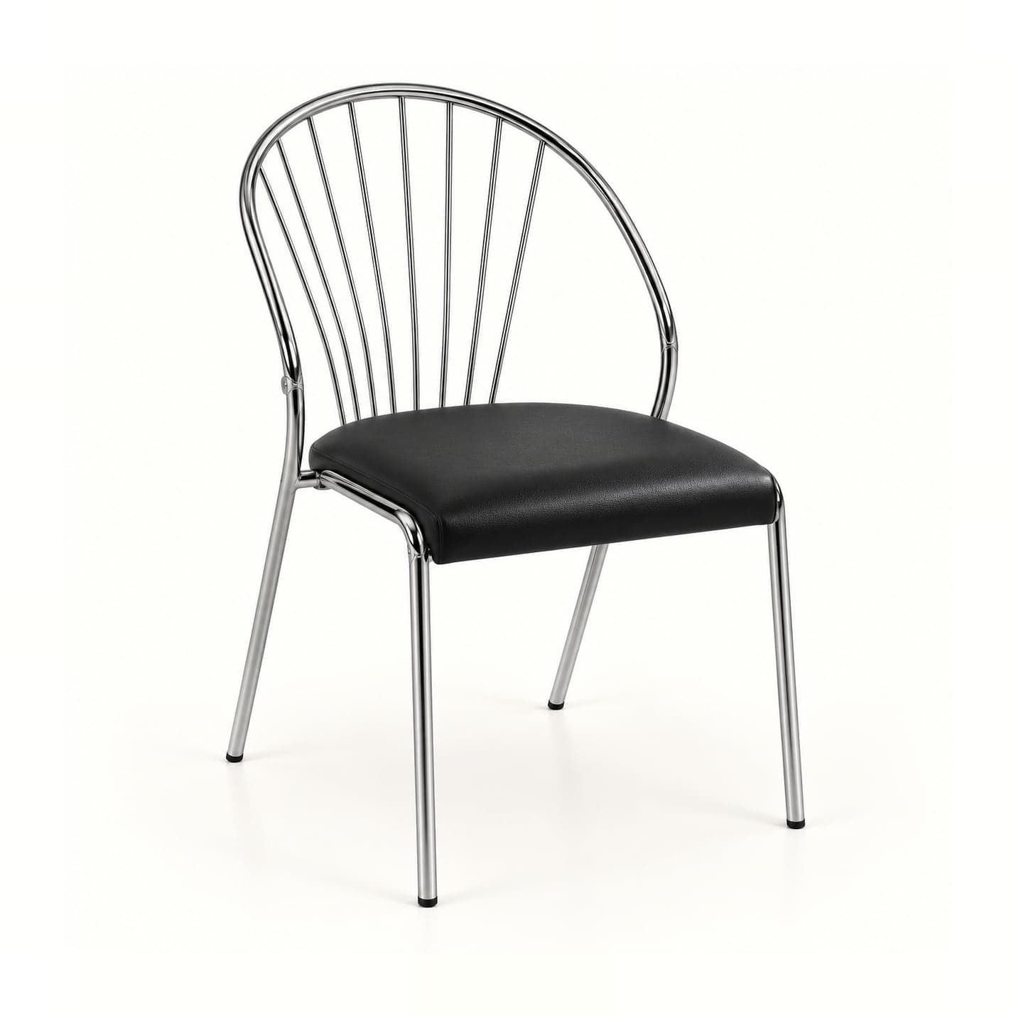 Spindle-Back Chrome Chair in chrome finish, front three-quarter view