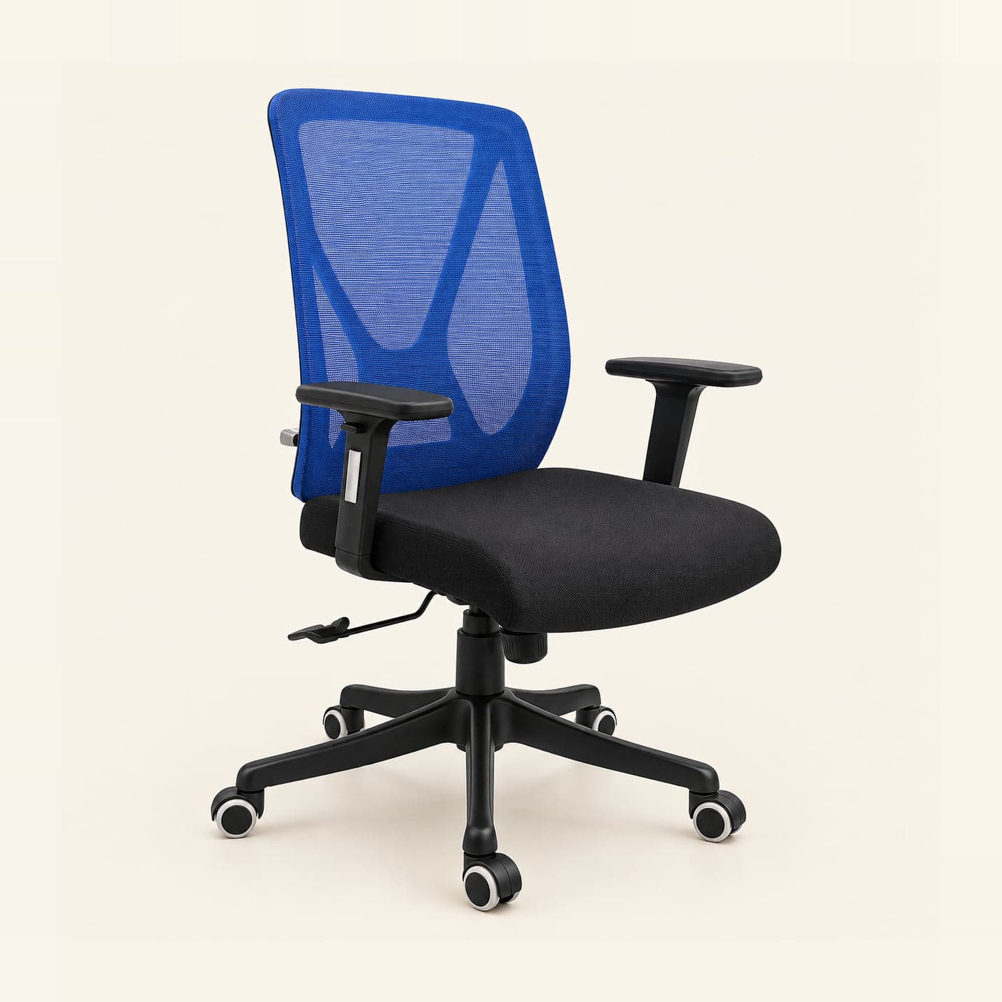 Y-Back Mesh Chair, Blue in blue mesh, front three-quarter view