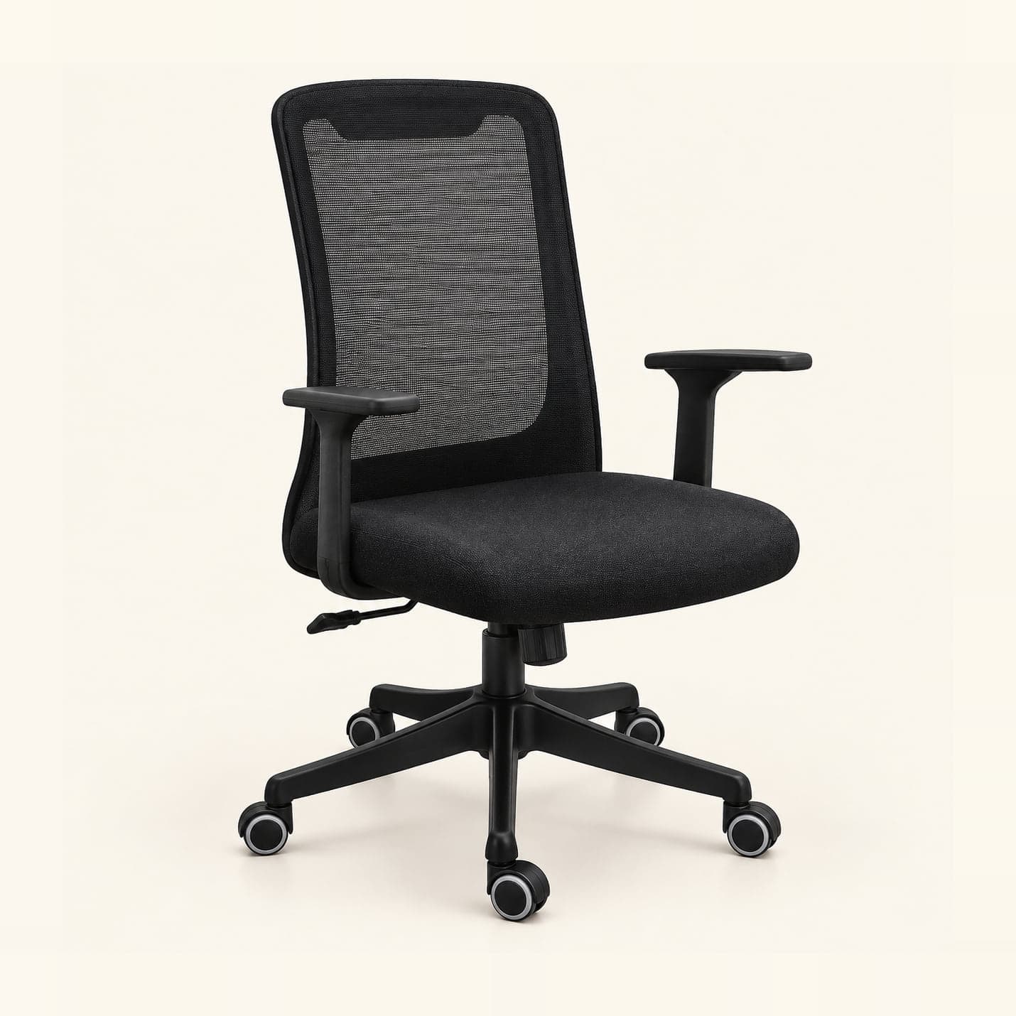 Band-Back Mesh Chair in black mesh, front three-quarter view
