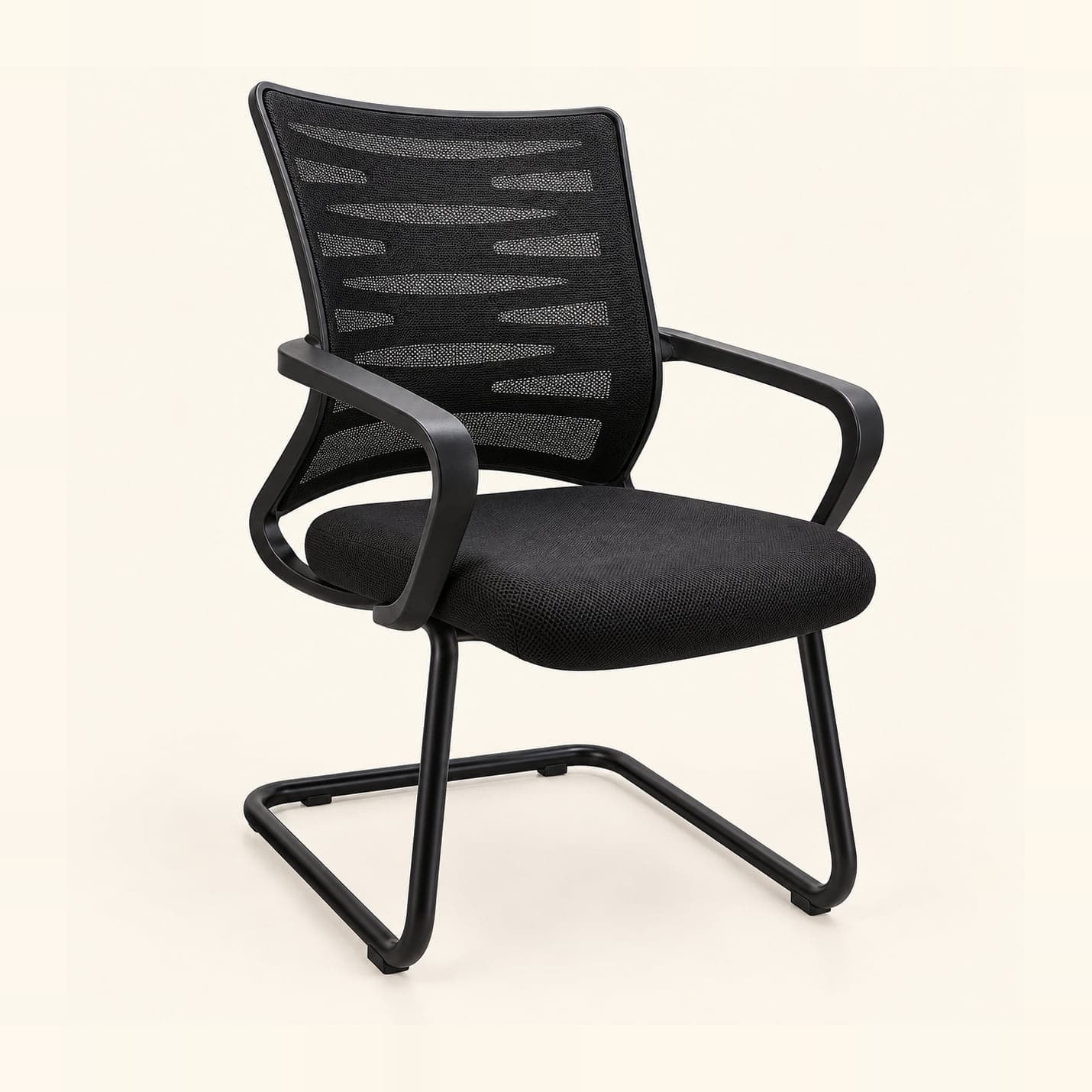 Wave-Back Mesh Visitor Chair in black mesh, front three-quarter view